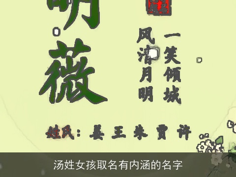 汤姓女孩取名有内涵的名字