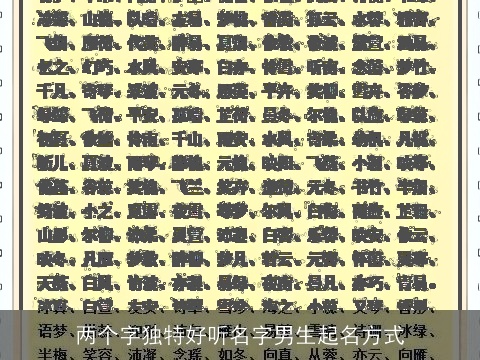 两个字独特好听名字男生起名方式
