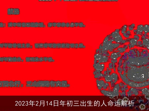 2023年2月14日年初三出生的人命运解析