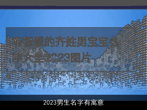 2023男生名字有寓意