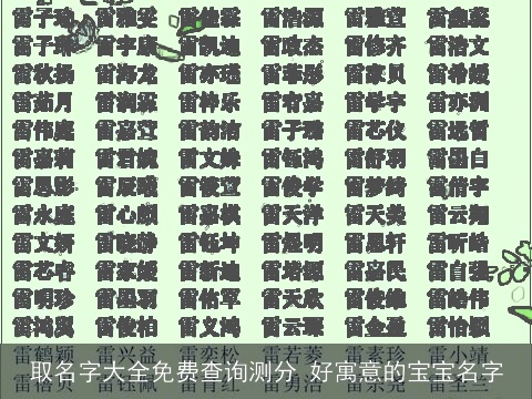 取名字大全免费查询测分 好寓意的宝宝名字