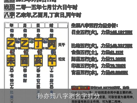 孙亦筠八字测名字打分