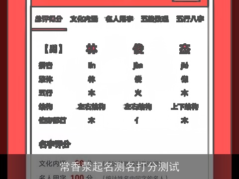 常香荥起名测名打分测试