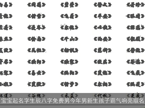 宝宝起名字生辰八字免费男今年男新生孩子霸气响亮取名