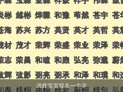洪姓宝宝取名一个字