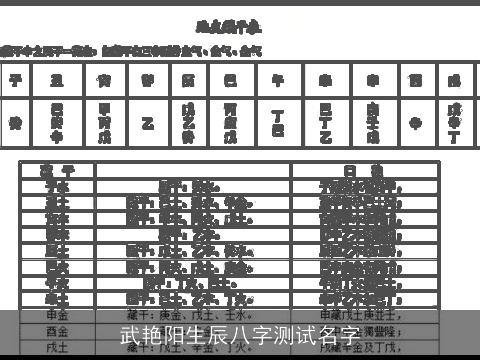 武艳阳生辰八字测试名字