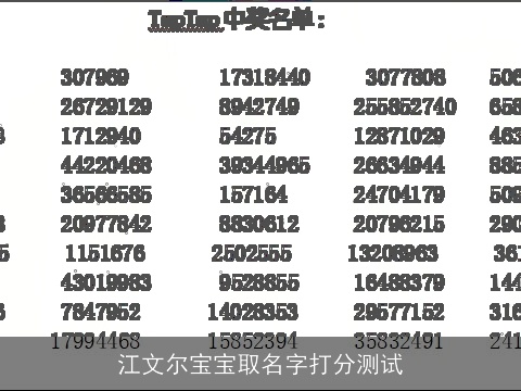 江文尔宝宝取名字打分测试