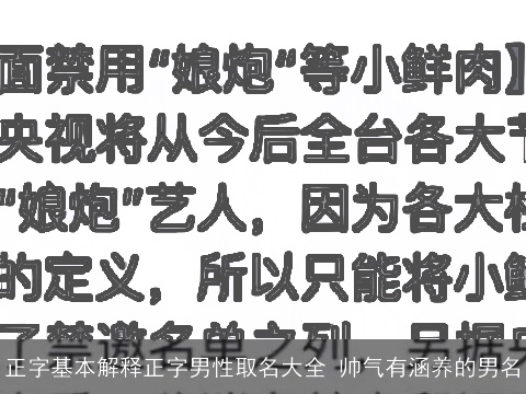 正字基本解释正字男性取名大全 帅气有涵养的男名