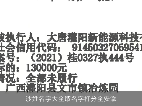 沙姓名字大全取名字打分全安灏