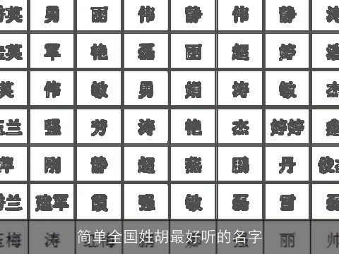 简单全国姓胡最好听的名字