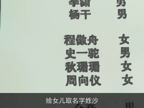 给女儿取名字姓沙