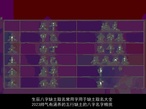 生辰八字缺土取名常用字用于缺土取名大全 2023帅气有涵养的五行缺土的八字名字精挑