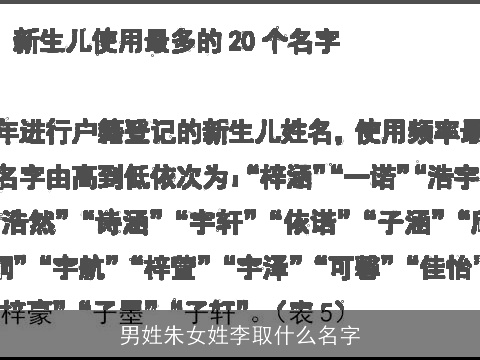 男姓朱女姓李取什么名字