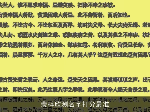 裴梓欣测名字打分最准