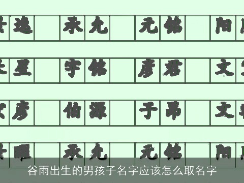 谷雨出生的男孩子名字应该怎么取名字
