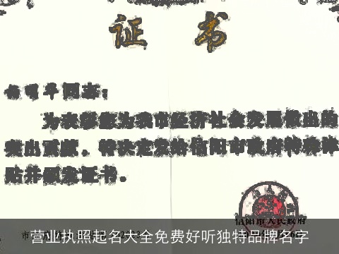 营业执照起名大全免费好听独特品牌名字