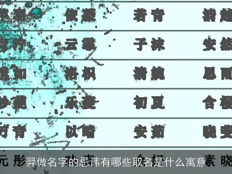 羿做名字的忌讳有哪些取名是什么寓意