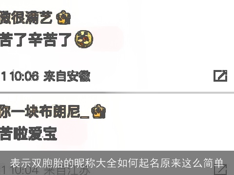 表示双胞胎的昵称大全如何起名原来这么简单