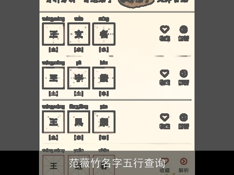 范薇竹名字五行查询