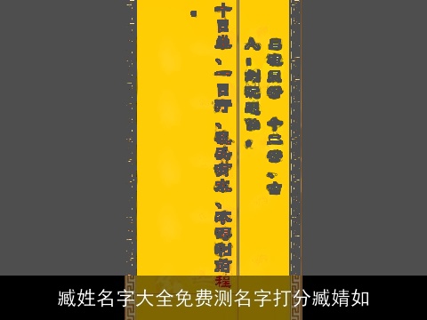 臧姓名字大全免费测名字打分臧婧如