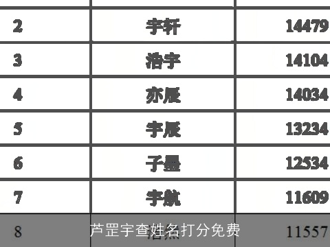 芦罡宇查姓名打分免费