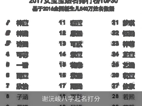 谢沅峻八字起名打分