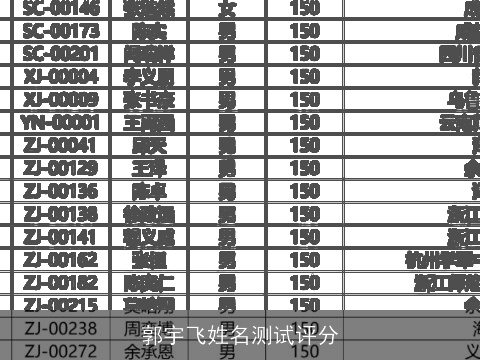 郭宇飞姓名测试评分