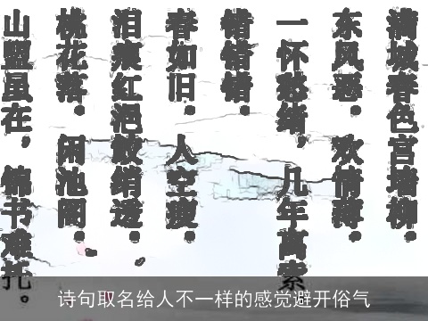 诗句取名给人不一样的感觉避开俗气