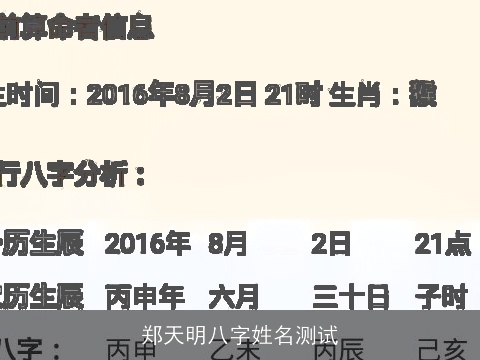 郑天明八字姓名测试