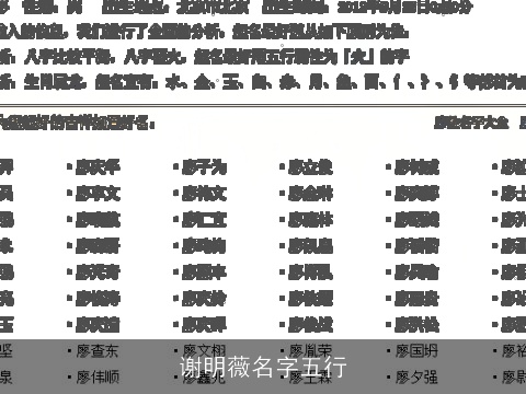 谢明薇名字五行