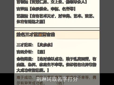 荆琳珂取名字打分