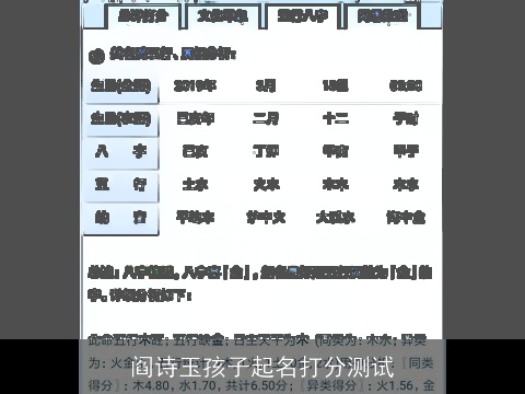 阎诗玉孩子起名打分测试