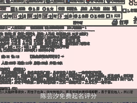 陈芸汐免费起名评分