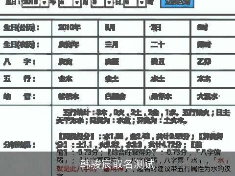 韩骏宸取名测试