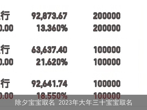 除夕宝宝取名 2023年大年三十宝宝取名