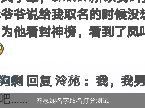 齐思娴名字取名打分测试