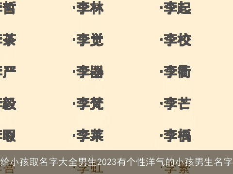 给小孩取名字大全男生2023有个性洋气的小孩男生名字