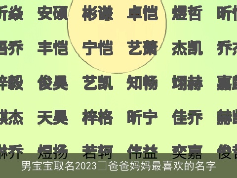 男宝宝取名2023 爸爸妈妈最喜欢的名字