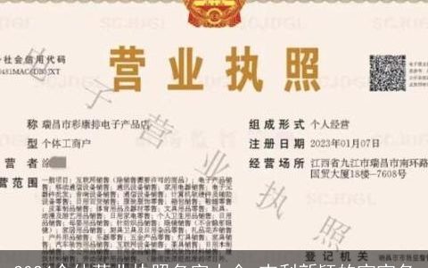 2024个体营业执照名字大全,吉利新颖的宝宝名