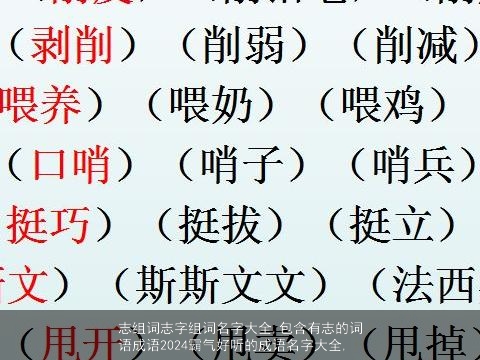 志组词志字组词名字大全,包含有志的词语成语2024霸气好听的成语名字大全,