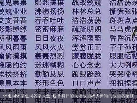 怀组词怀字组词名字大全,包含有怀的词语成语稀少新颖的成语名精挑