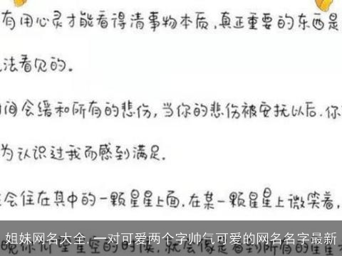 姐妹网名大全,一对可爱两个字帅气可爱的网名名字最新