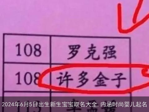 2024年6月5日出生新生宝宝取名大全,内涵时尚婴儿起名