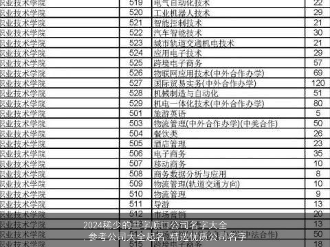2024稀少的三字顺口公司名字大全,参考公司大全起名,精选优质公司名字