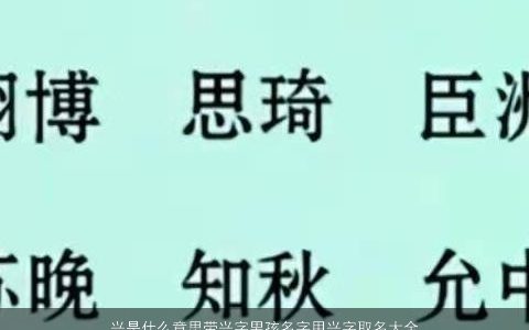 兴是什么意思带兴字男孩名字用兴字取名大全