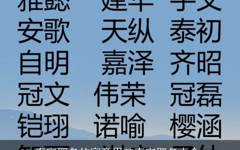 奇字取名的寓意男孩奇字取名大全,