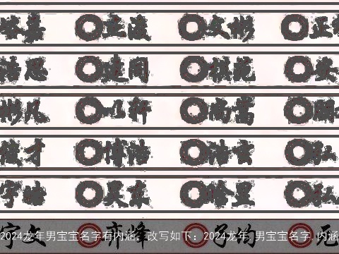 2024龙年男宝宝名字有内涵，改写如下：2024龙年,男宝宝名字,内涵