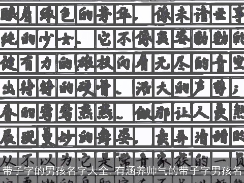 带子字的男孩名字大全,有涵养帅气的带子字男孩名
