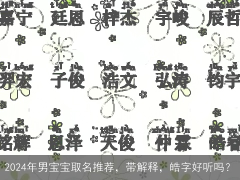 2024年男宝宝取名推荐，带解释，皓字好听吗？